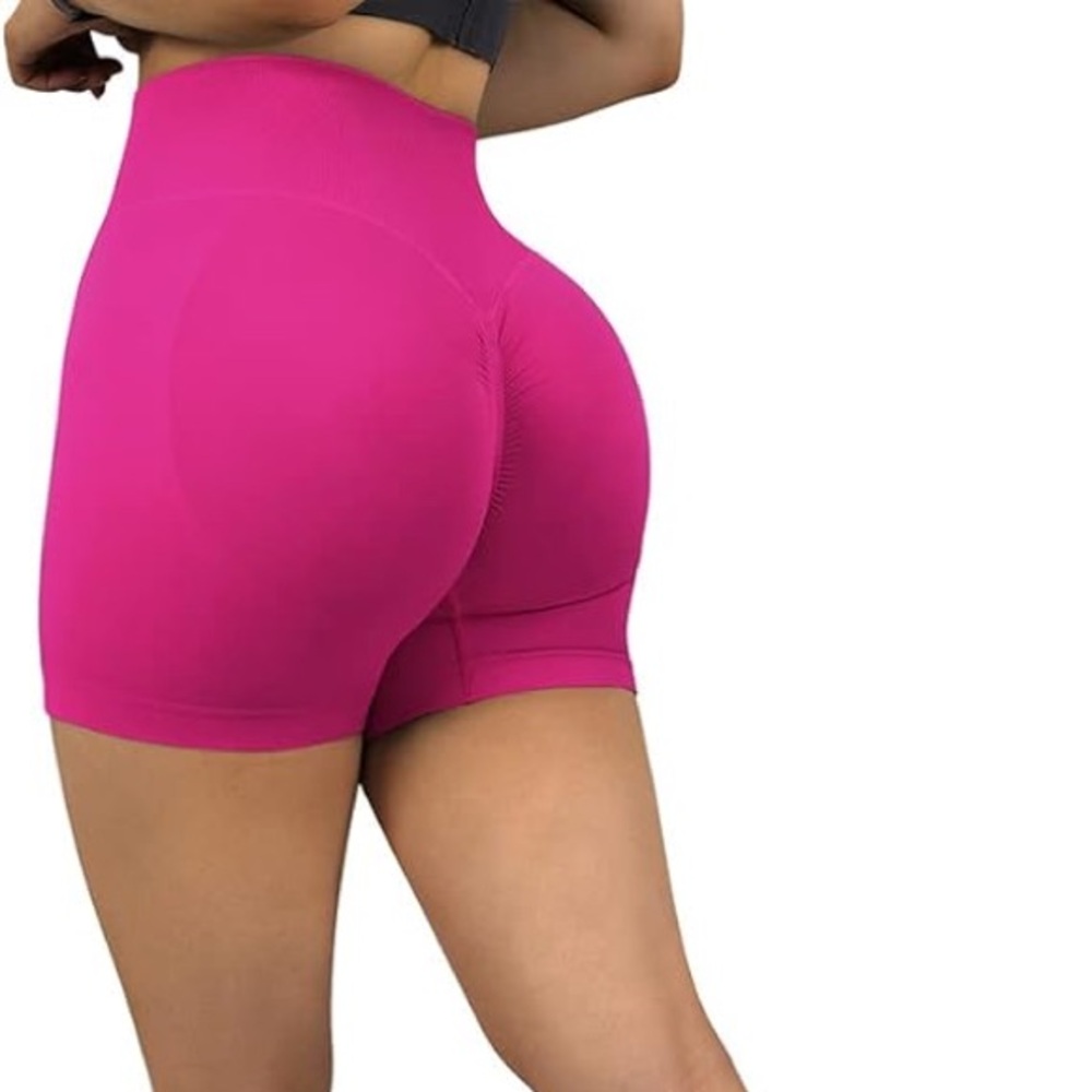 Women's High Waisted, Butt Lifting Athletic Shorts- Barbie Hot Pink